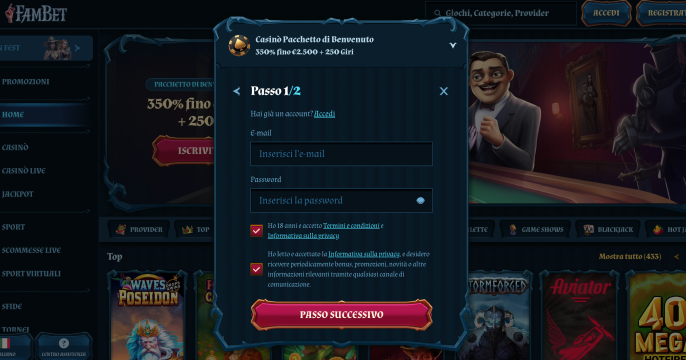 Registrazione su Fam bet Casino